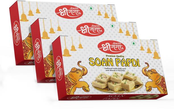 बिकानेरी श्री गंगा सॉफ्ट एंड फ्लेकी सोन पपड़ी,1.2Kg डिलिशियस ट्रेडिशनल बिकानेरी स्वीट, मिठाई बॉक्स