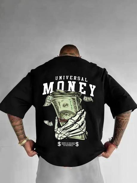 RK CLOTHING Typography, Printed Men Round Neck Black T-Shirt
