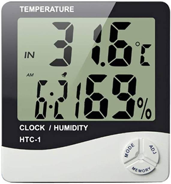 ACU-CHECK Room ThermometerTemperature Humidity Meter,LCD Electronic Digital Outdoor/Indoor Room Thermometer Hygrometer with Clock Time Humidity Monitor for Home,Bedroom All-in-One Digital Moisture Measurer