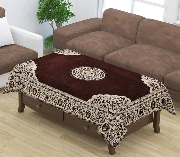 MK FABRICS Velvet 4 Seater Printed Table Cover