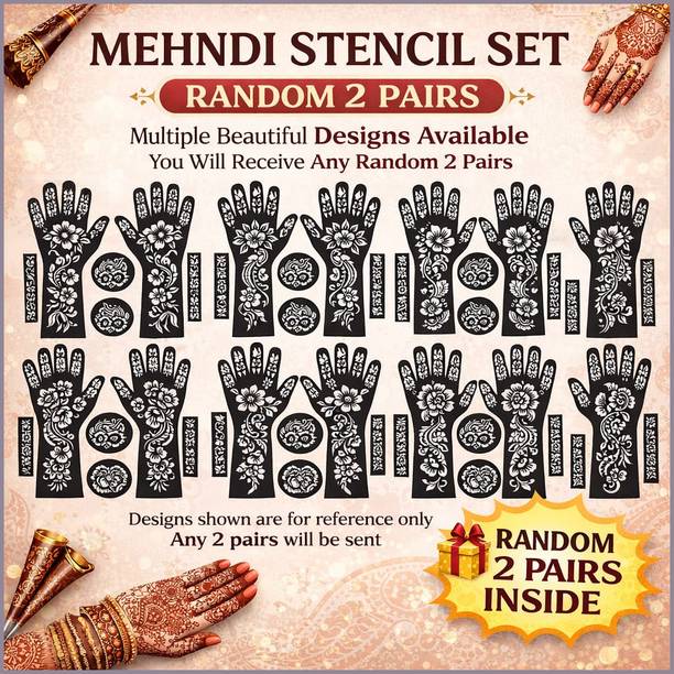 Naosucura Stylish Henna Design Stencil for Girls Flower Mehndi Tattoo Stickers for Teens