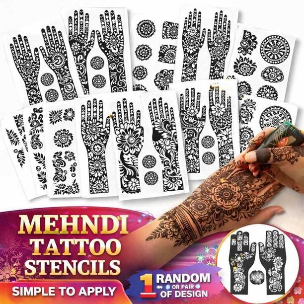 Kaworas Grand Bridal Henna Stencil Set for Hands and Feet Traditional Design Sheet