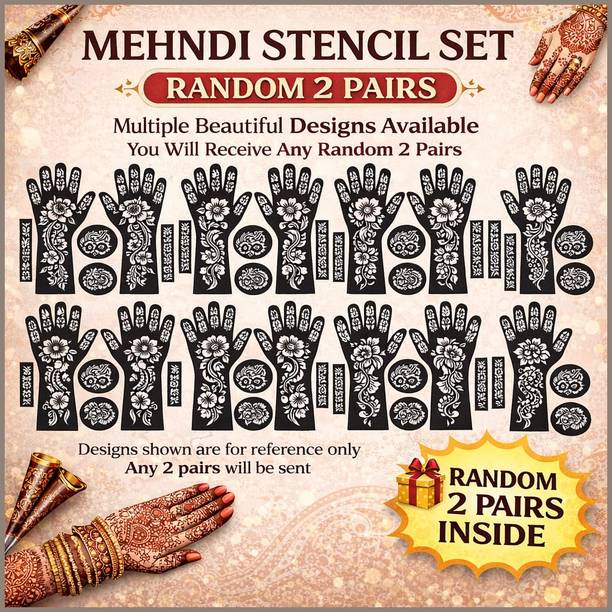 Naosucura Flower Henna Design Stencil for Hand Latest Mehndi Tattoo Stickers for Wedding