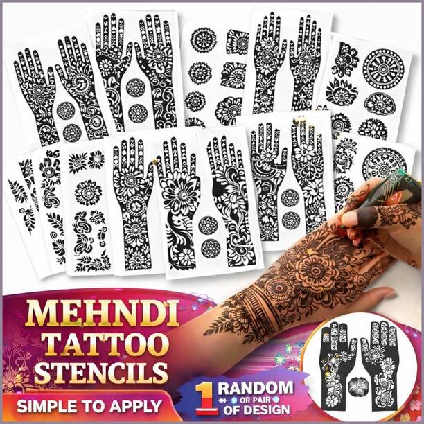 Kaworas Quick Mehndi Design Stencil Sheet for Busy Women Instant Henna Application