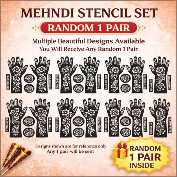 Naosucura Stylish Mehndi Design Stencil for Girls Flower Henna Tattoo Stickers for Finger
