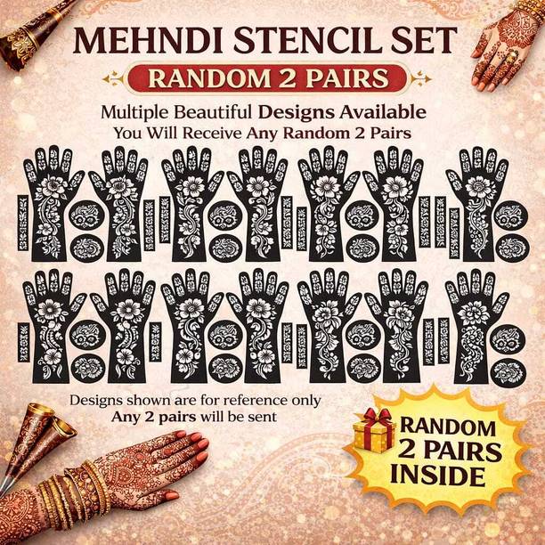 Naosucura Designer Mehndi Stencil for Women Arabic Henna Design Tattoo Stickers for Girl