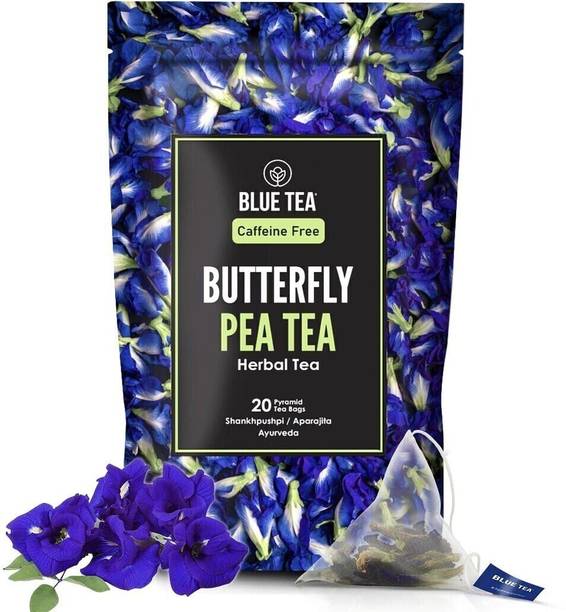 BLUE TEA Butterfly Pea Flower Tea | Antioxidant Rich | Caffeine Free Herbal Tea Bags Pouch
