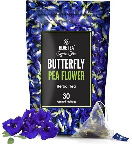 BLUE TEA Pea Flower30 Pyramid Tea Bags | Premium Zipper Pack Herbal Tea Bags Pouch