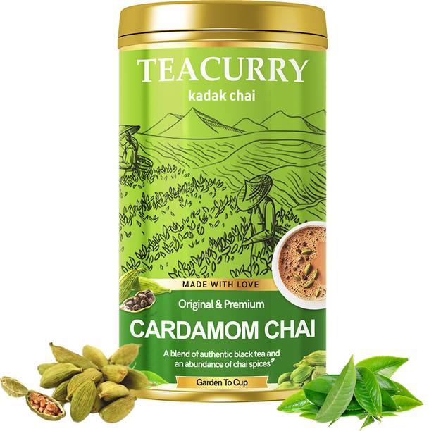 TEACURRY Cardamom Chai - Elachi Chai for Immunity, Blood Pressure, Digestion Assorted Tea Tin