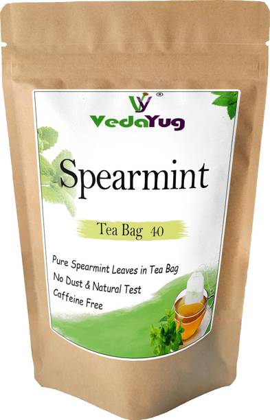 VY VedaYug Spearmint Tea Bags 40 Eco-Friendly Mint Tea Bags, Use for Ice and Hot Tea, Mint Herbal Tea Bags Pouch