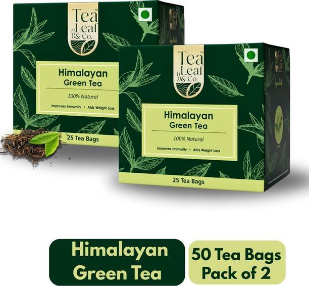 TLC Tea Leaf & Co Himalayan Green Tea for Weight Loss, Stress Relief 50 Tea Bags Green Tea Bags Pouch