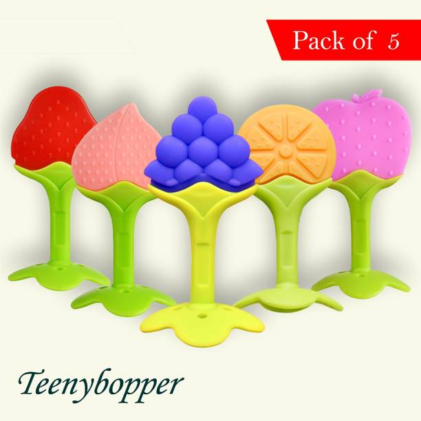 zukrave Baby Teether Soothe Babies Gums, Fruit Shape Teething Toys with Storage Case Teether