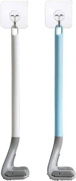 HM EVOTEK Golf Shape Toilet Brush 360 Deep Golf Head Brush(2 Brush & 2 Hook)_37 with Holder