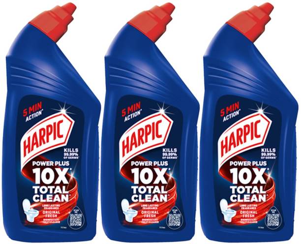 Harpic Powerplus Disinfectant Toilet Cleaner, Original - 500 ml (Pack of 3) Original Liquid Toilet Cleaner