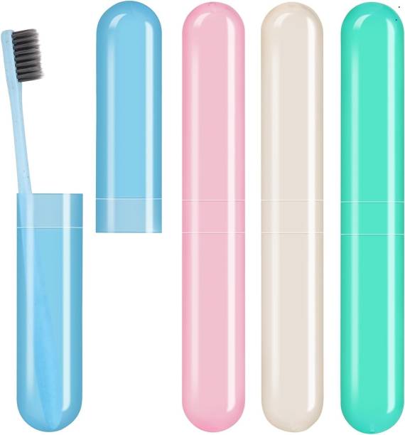 AnjaniputrA 4 Pcs Bathroom Tooth Brush Holder Tube Cap Cover Protect Case Box Plastic Toothbrush Holder