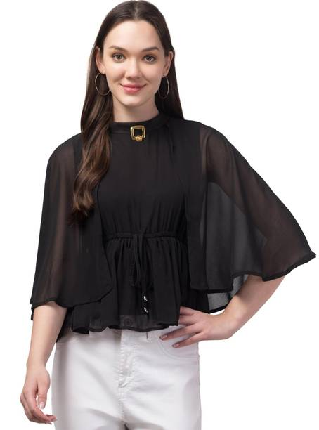 My Swag Casual Solid Women Black Top
