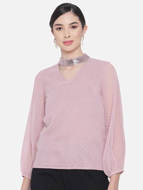 OTIRA Party Self Design Women Pink Top