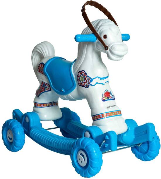 Fuddu Kids Horse Rider Rocker Toys 1-3yrs Birthday Gift Ride on Toy- SkyBlue and White