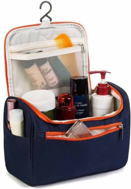 Aspora Multifunctional Extra Large Cosmetic Bag with Hook for Travel, Makeup Organiser, Cosmetic Pouch, Household Grooming Kit, Makeup Bag Blue for Women Cosmetics, Makeup and Jewellery, Medicines, Grooming Vanity Box