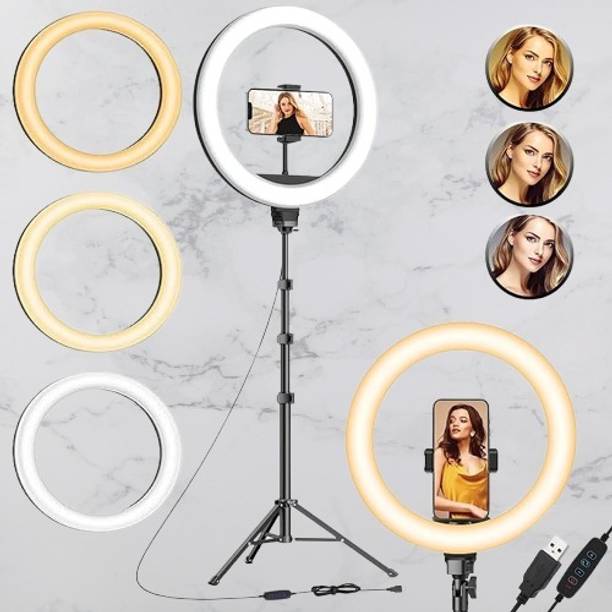 Hokti 10led Ring Light With Durable Tripod Stand,Live Streaming, Video Recording Flash