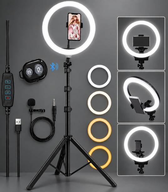 kc lite 10 inch Big LED Selfie Ring Light with Extendable Tripod Stand 7 Feet F6 Ring Flash