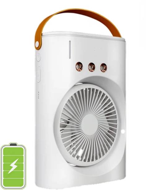 purvish USB Rechargeable Humidifier Desktop Fan 3 Mist Spray, 3 Speed Mode, portable fan 5 Star 65 mm 5 Blade Tower Fan