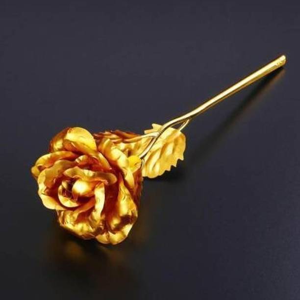 ASHIRWAD Gold Rose Valentine’s Day Gift|Friendship’s Day | Rose Day Gift | Home Decor Gold Rose Artificial Flower