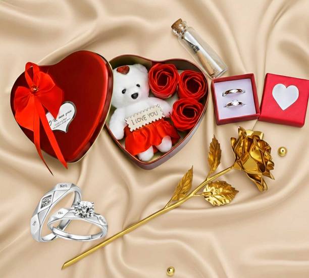 ROZE Artificial Flower, Soft Toy, Jewellery, Message Pills, Gift Box Gift Set
