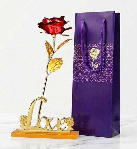 LoveGift Red Rose Love Stand with Carry Bag Gift Set Red Rose Artificial Flower