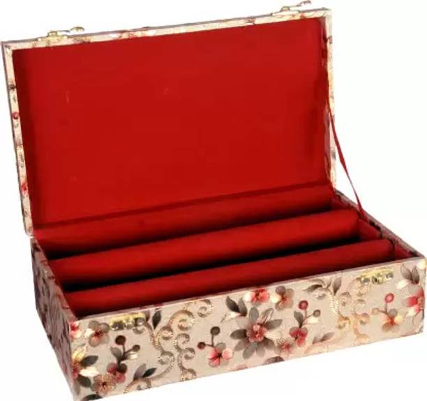 tosim 01 Wooden 1 Piece / 2 Two Rod Bangle Storage Box with Lock System (PACK OF-1) LOCK SYSTEM, Jewellery Vanity Box