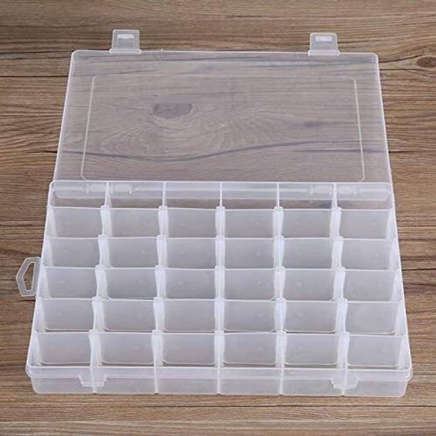 यारा एंटरप्राइज़ 36 Grids Clear Plastic Storage Box with Adjustable Dividers Organizer Pills Drugs Earrings Bead Jewelry Small Storage Box Case.(Pack of 1 ) 36 ग्रिड्स क्लियर प्लास्टिक स्टोरेज बॉक्स वैनिटी बॉक्स