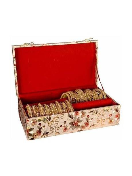 CURIOUS Wooden 1 Piece / 2 Two Rod Bangle Storage Box women with Lock System (Gold) Jewellery, BANGLE BOX, VANITY BOX, CHURI Vanity Box