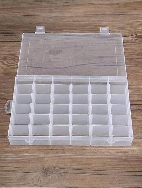 YAARA ENTERPRISE 36 Grids Clear Plastic Storage Box with Adjustable Dividers Organizer Pills Drugs Earrings Bead Jewelry Small Storage Box Case.(Pack of 1 ) 36 Grids Clear Plastic Storage Box Vanity Box