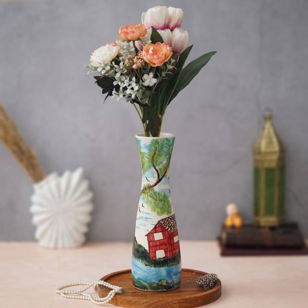 The Transit Story Handpainted Hut Vase for bedroom/living room/countertop/decoration showpiece Ceramic Vase