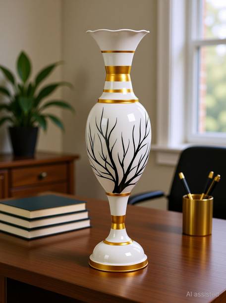 Anabia Flower Vase for Home Decor - Decorative Flower Pot for Living Room & Office Cast Iron Vase