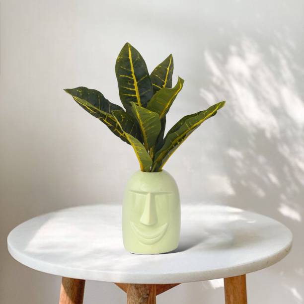 The Transit Story Green Face Vase for bedroom/living room/ countertop/Home decoration showpieces Ceramic Vase