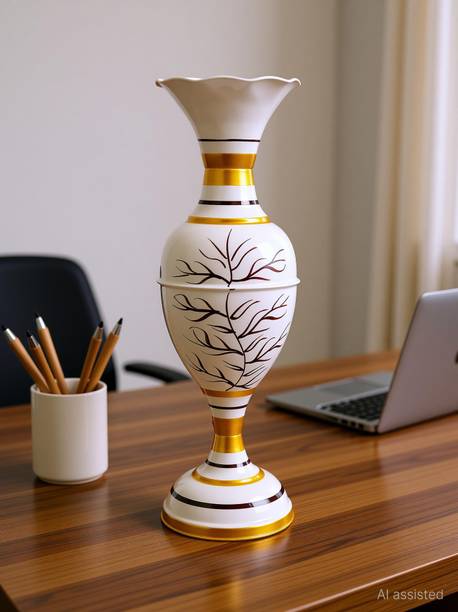 Rapidflue Flower Vase for Home Decor - Decorative Flower Pot for Living Room & Office Iron Vase 23 inch, White