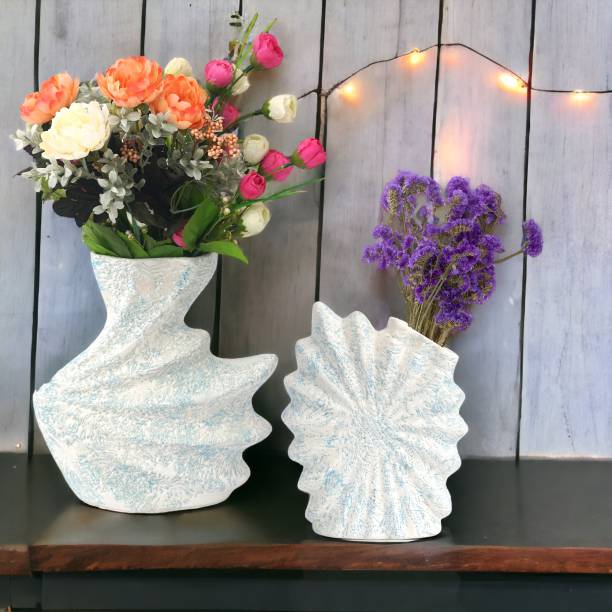 The Transit Story Combo Shell Vase|Flower/Ceramic/Classic Shaped Vase |Home Decor Showpiece Ceramic Vase
