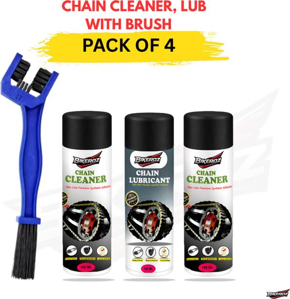 BikerOz ZC4E Combo of Chain Lubricant spray & Cleaner With Chain cleaning Brush for motorcycle protects your bike Chain ZC4E Chain Oil