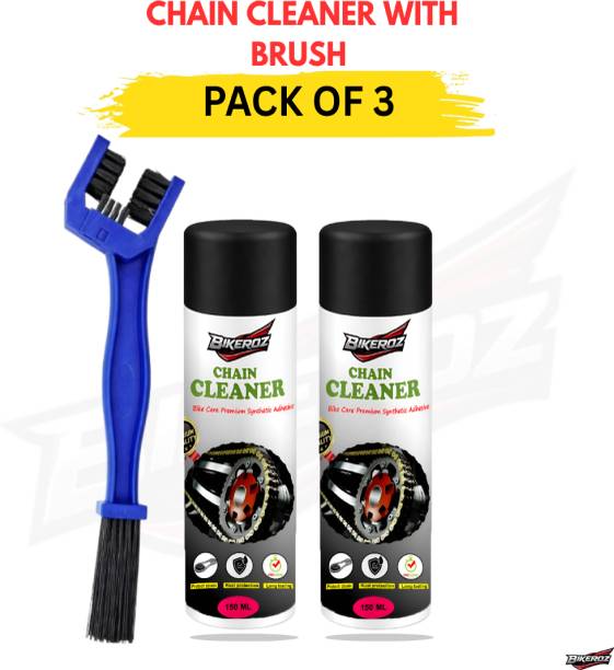 BikerOz C2+BO Combo of Chain Cleaner spray with chain Cleaning brush for motorcycle protects your bike Chain LC3O Chain Oil