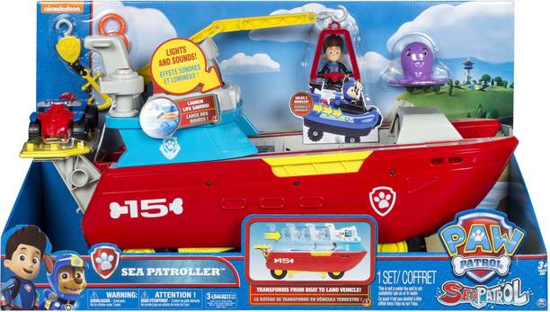 PAW PATROL Sea Patroller With Moveable Crane & Attachable Cage Collectible Figure for Kids