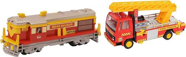 Sani International Toy World Combo of Pull back Engine & Fire Ladder Truck, Yellow