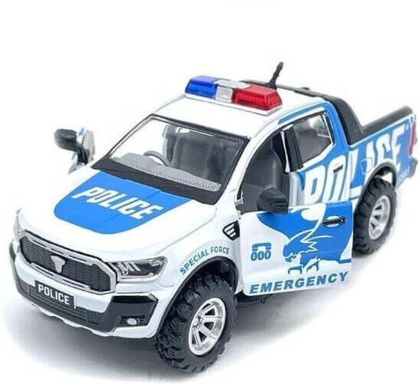FUN FACTORY TOYS Hawk Police Toy Car for Kids, Pull Back Action & Openable Gates (Color May Vary)