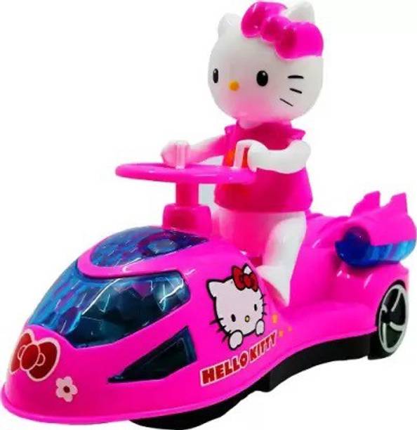 KOKEE TOYS Compatible Hello Kitty Speed Car Toy for Kids with 3D Light & Sound.