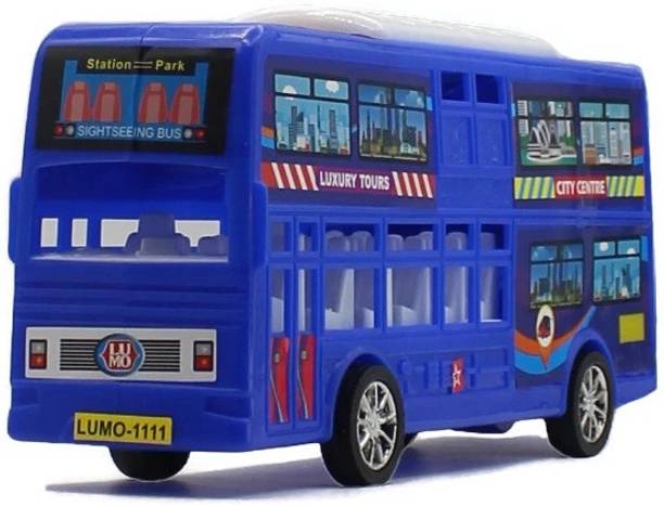 neoinsta shopping Big size friction powered double decker bus toy Blue color