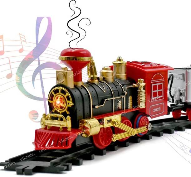 INOS CHOOCHOO Toy Train Set with Long Track, Realistic Smoke & Sound Effects