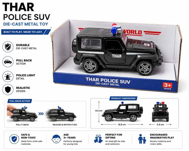 laloopaloo THAR Police SUV Die-Cast Metal Pull Back Toy Car