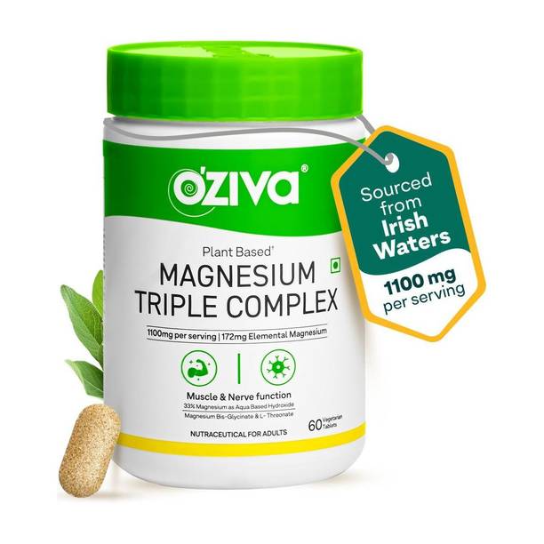 OZiva Magnesium Triple Complex |With Aquamin Mg, Magnesium Bisglycinate|Nerve Function