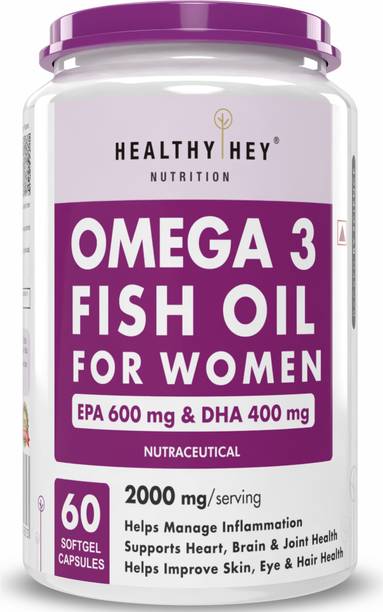HealthyHey Nutrition Omega 3 Fish Oil for Women 600 Softgel Capsules 600 EPA & 400 DHA