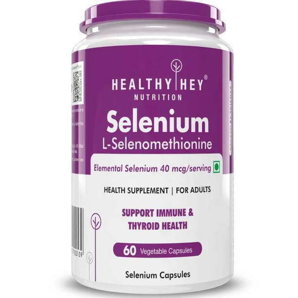 HealthyHey Nutrition Selenium Capsules, 40mcg, Non-GMO Superior Absorption 60 Vegetarian Capsules (60)
